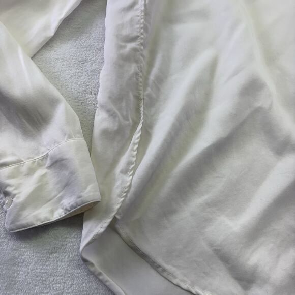 Banana Republic TENCEL™ High Low Hem Long Sleeve Blouse Tunic Shirt Ivory Size S - Picture 4 of 10